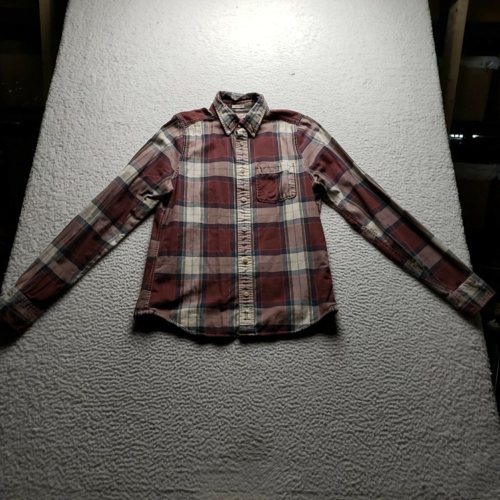 Abercrombie & Fitch Shirt Mens Medium Red Plaid Flannel Slim Fit Button-Up